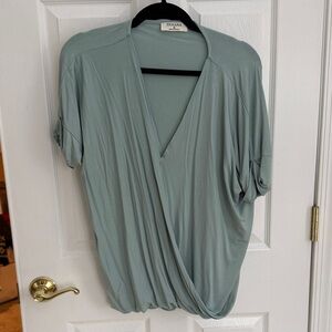 Zenana Outfitters Women's Soft Green Drape Blouse